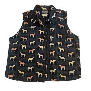 Vintage Roughrider By Circle T Horse Print Shirt Women’s Large Western country